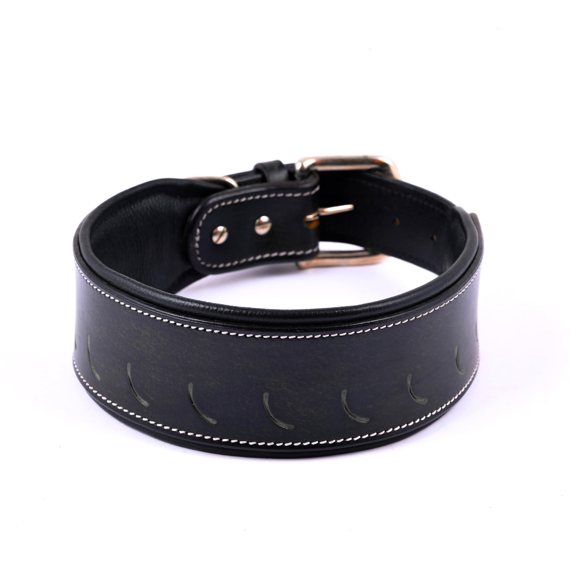 Adil’S Tooling Half Moon Cut Tooled Dog Collar 2.25INCH Width Suitable for Medium & Large Dogs, Hand Tooled Leather Dog Collar with Sturdy Hardware & Classic Design
